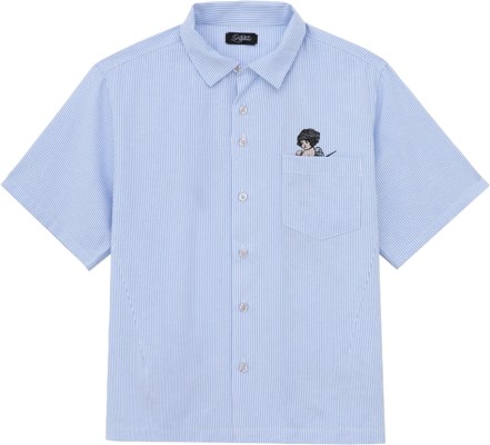 Lakai Camp Collar Button Up Shirt - white/blue stripe - view large