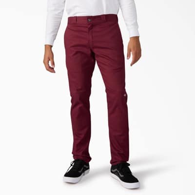 Dickies Skinny Double Knee Twill Work Pants - burgundy - view large