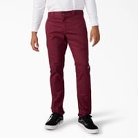 Dickies Skinny Double Knee Twill Work Pants - burgundy